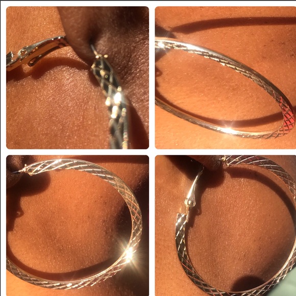 New H&M Gold Colored 2” Textured Hoop Earrings - Picture 2 of 13